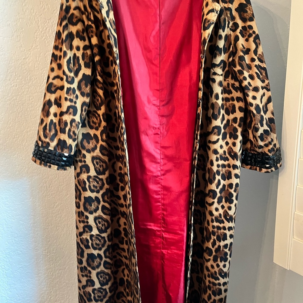 Long leopard swing coat - Picture 3 of 5